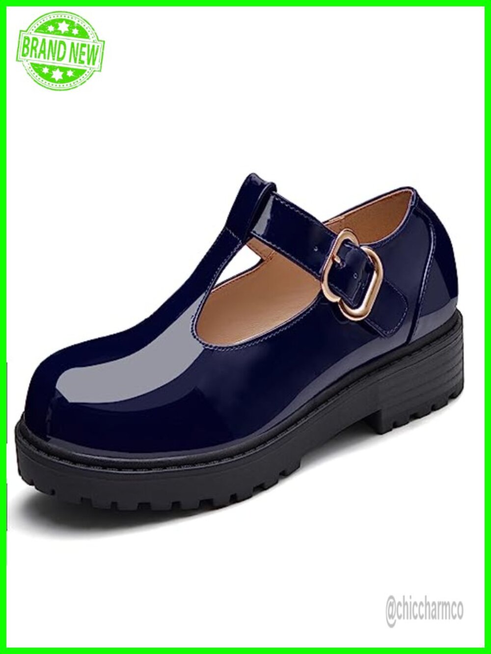 Girls T-Strap Mary Jane Platform Flats School Loafers Non-Slip Rubber Cushioned